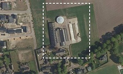 Luchtfoto plangebied Koksteeg 64 Vinkel